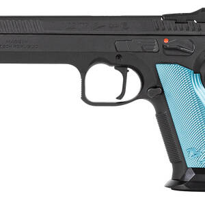 CZ TS2 9MM 10RD BLK FIBER OPTIC BLUE GRIPS