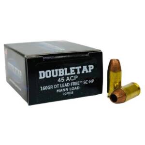 Double Tap DT Lead Free Handgun Ammunition 45 Auto 160gr SC-HP Mann Load 1050 fps 20/ct
