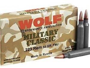 Wolf Military Classic Rifle Ammunition .223 Rem 55 gr FMJ 3241 fps - 20/box