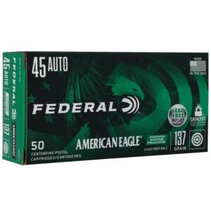 Federal American Eagle IRT Lead Free Handgun Ammunition .45 ACP 137gr FMJ 1200 fps 50/ct