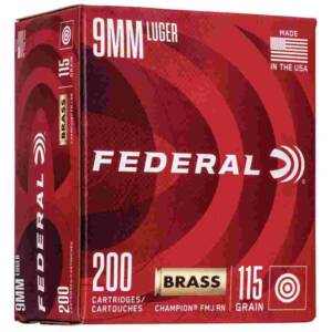 Federal Champion Training Handgun Ammunition 9mm Luger 115 gr FMJ 1125 fps 200/ct