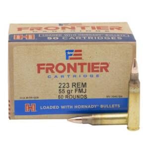 Hornady Frontier Rifle Ammunition . 223 Rem 55 gr FMJ 3240 fps 50/ct(Oriented)