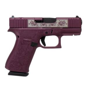 Glock 43x MOS Custom "Glock and Roses Full Engraved Black Cherry Frame" Subcompact Handgun 9mm Luger 10rd Magazines (2) 3.41" Barrel Austria