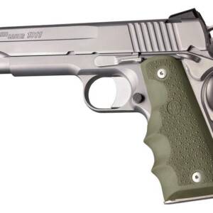 Hogue 1911 Govt. Model Grip with Finger Grooves - OD Green Rubber