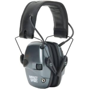 Howard Leight Impact Sport Youth/Small Earmuff - Metallic Charcoal Grey Black Band 22dB NRR