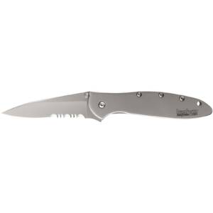 Kershaw Ken Onion Leek Folding Knife 3" Partially Serrated Drop Point Blade Silver