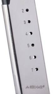 Mec-Gar 1911 Officer Handgun Magazine with Removable Buttplate & Follower .45 ACP HT Nickel 7 rds High Cap