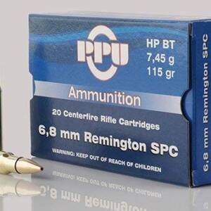 PPU Standard Rifle Ammunition 6.8mm SPC 115 gr HPBT 2624 fps 20/ct