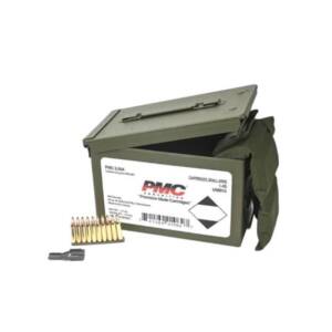 PMC Rifle Ammunition 5.56mm 55 gr FMJ 3120 fps 840/ct W/Bandoleer 840 Metal Box (2-Metal Boxes 1680/ct Total)