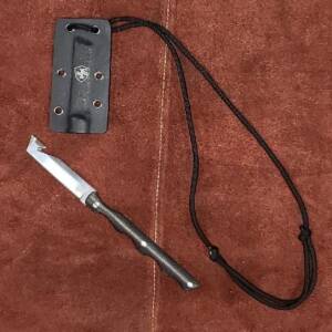 Templar Neck Knife Black Powder D2 Tanto Silver