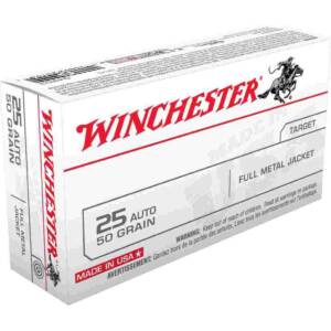 Winchester USA Handgun Ammunition .25 ACP 50 gr FMJ  50/ct