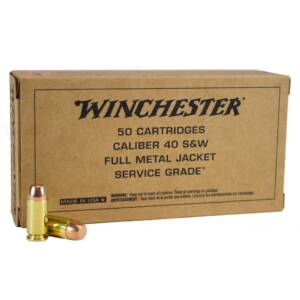 Winchester Service Grade 40 S&W 165 gr. FMJ-FN 1060 fps 50/ct