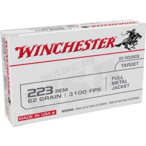 Winchester USA LC Rifle Ammunition .223 Rem 62 gr. FMJ 3100 fps 20/ct