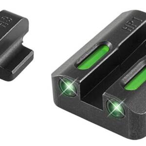 Truglo TFX Tritium/Fiber-Optic Day/Night Sights Fit Taurus MIllennium 62 709 Slim / 740 Slim - White Outline Front/Rear Green/