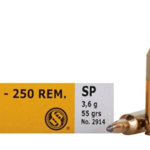Sellier & Bellot Rifle Ammunition .22-250 Rem 55 gr SP  - 20/box