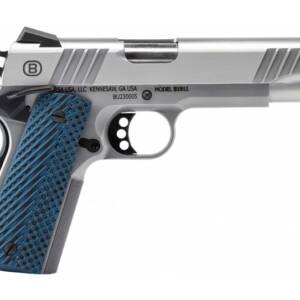 Bersa B1911 Pistol - Brushed Stainless | .45 ACP | 5" Barrel | 8rd | Blue Grips