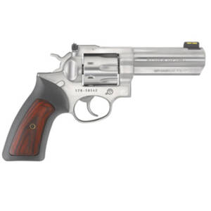 RUG GP100 357MAG 4.2 SS ADJ FOS RUBBER/WOOD 7RD