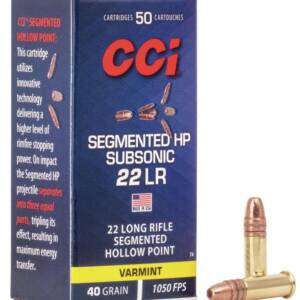 CCI Segmented HP Subsonic Rimfire Ammunition .22 LR 40 gr 1050 fps 50/ct