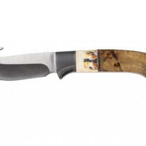 Sarge Knives Terrain Fixed Blade Knife 3-1/2" Gut Hook Wood & Stag