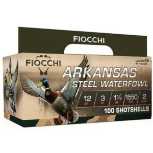 Fiocchi Arkansas Steel Waterfowl Shotshells 12ga 3" 1-1/5oz 1550 fps #2 100/ct