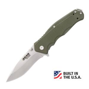 Bear & Son G10 Sideliner Folding Knife 3-3/8" Drop Point Blade OD Green with Trigger Boxed