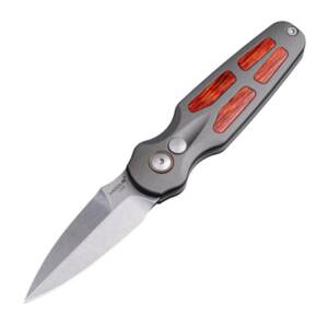 Hogue Ballista II Automatic Folder Knife 2-3/5 Spear Point Blade Grey with Cocobolo Inserts