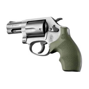 Hogue Overmolded Rubber Bantam Grip S&W Round Butt J-Frame Revolvers OD Green