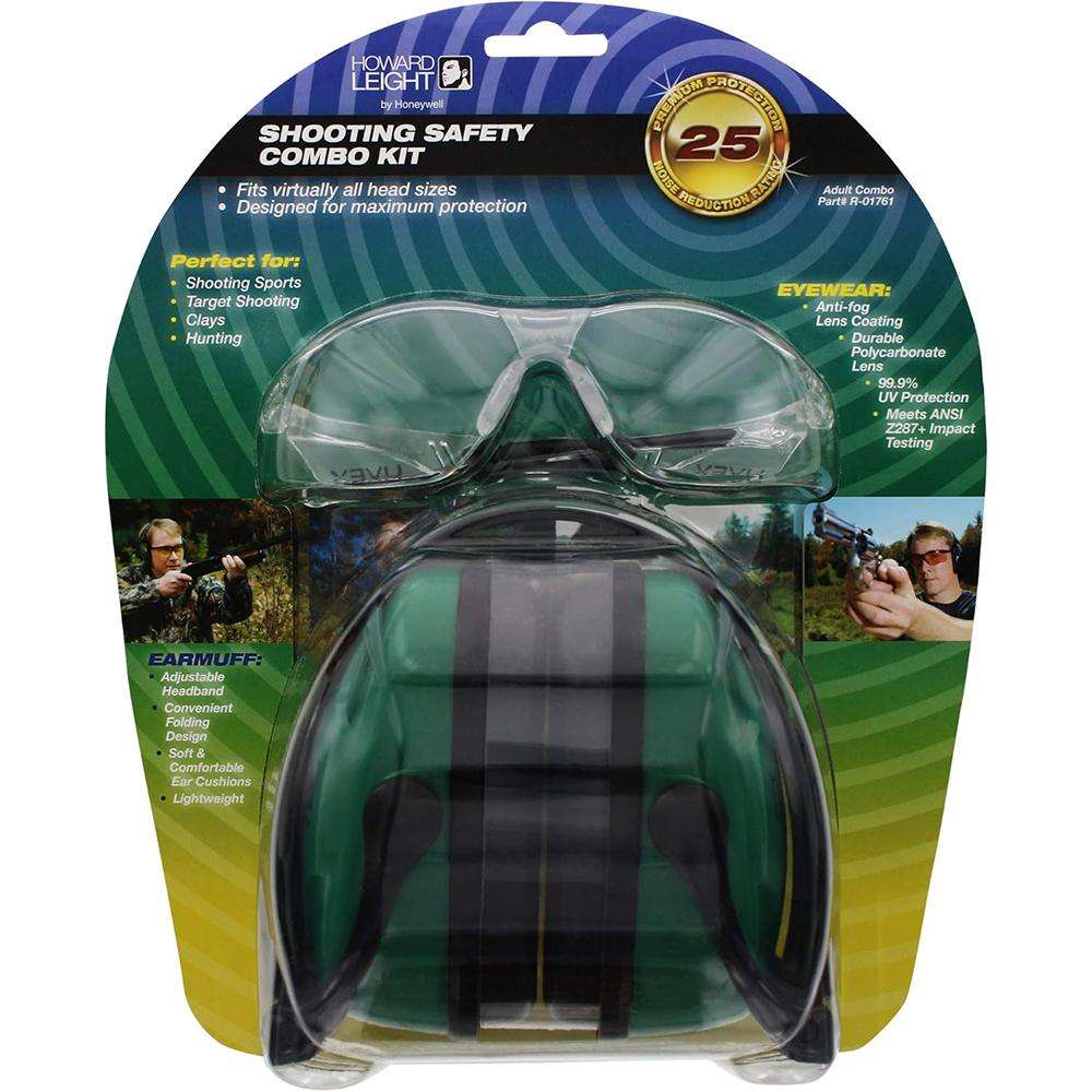Howard Leight Shooting Sports Safety Combo Kit 25dB Ear Muffs with Clear Shooting Glasses
