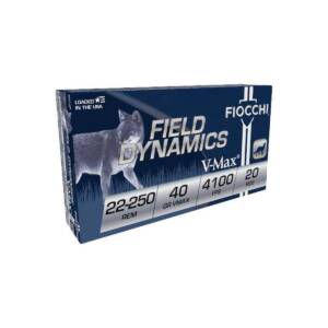 Focchi Field Dynamics V-Max Rifle Ammunition 22-250 Rem 40gr PT 4100 fps 20/ct