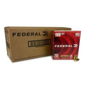 Federal Champion Handgun Ammunition 9mm Luger 115 gr FMJ 1125 fps 1000/ct Case(5-200/ct)